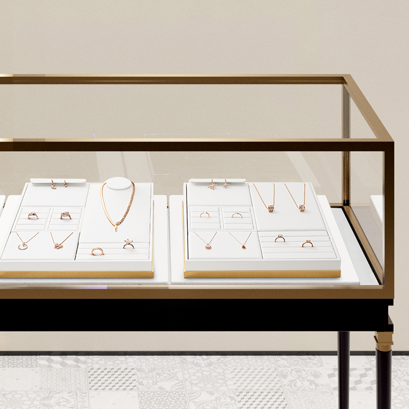 FANXI TT204 custom luxury white pu leather jewelry display trays for showcase