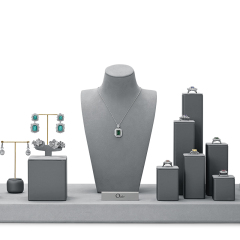 FANXI TT217 original design fashion gray pu leather full jewelry display set for display counter
