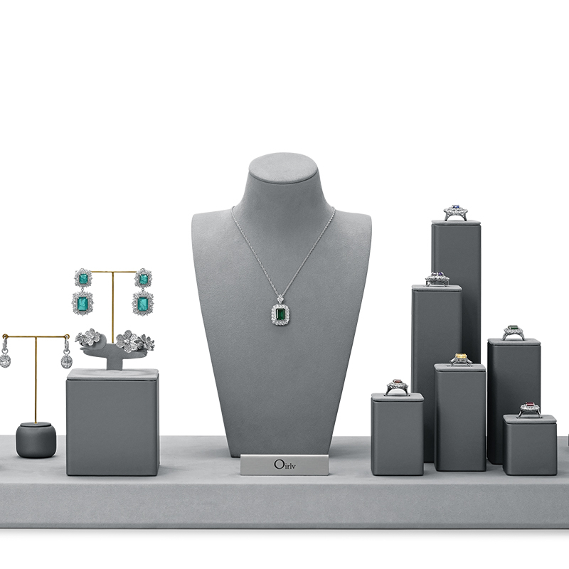 FANXI TT217 original design fashion gray pu leather full jewelry display set for display counter