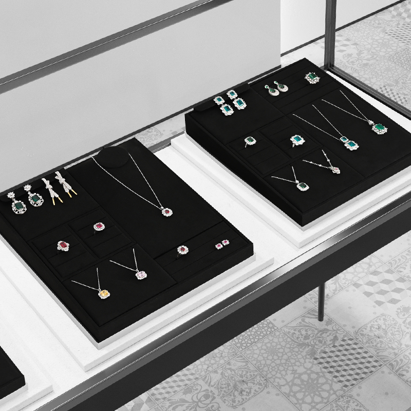 FANXI TT203 new fashion black microfiber jewelry display tray jewelry display sets for retail store