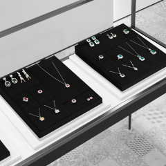 FANXI TT203 new fashion black microfiber jewelry display tray jewelry display sets for retail store