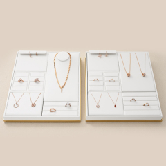 FANXI TT204 custom luxury white pu leather jewelry display trays for showcase