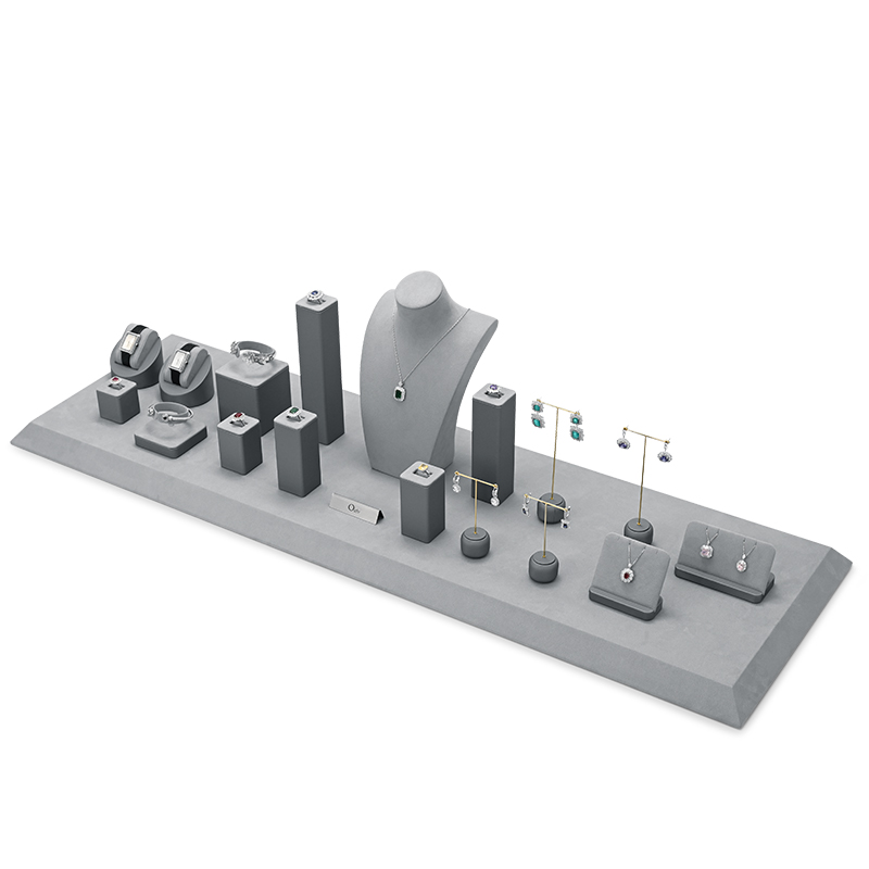 FANXI TT217 original design fashion gray pu leather full jewelry display set for display counter
