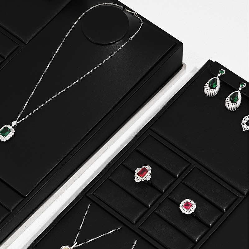 FANXI TT205 luxury jewellery packing black pu leather custom jewelry tray For fashion jewelry display