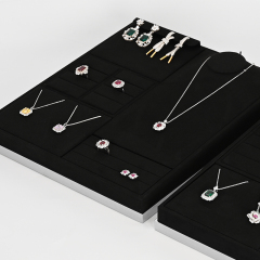 FANXI TT203 new fashion black microfiber jewelry display tray jewelry display sets for retail store