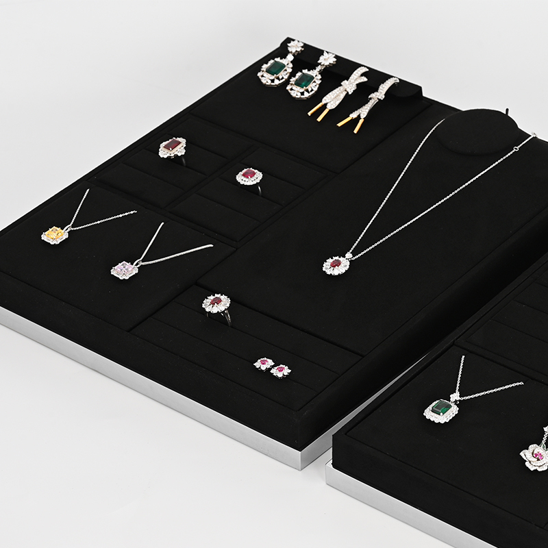 FANXI TT203 new fashion black microfiber jewelry display tray jewelry display sets for retail store