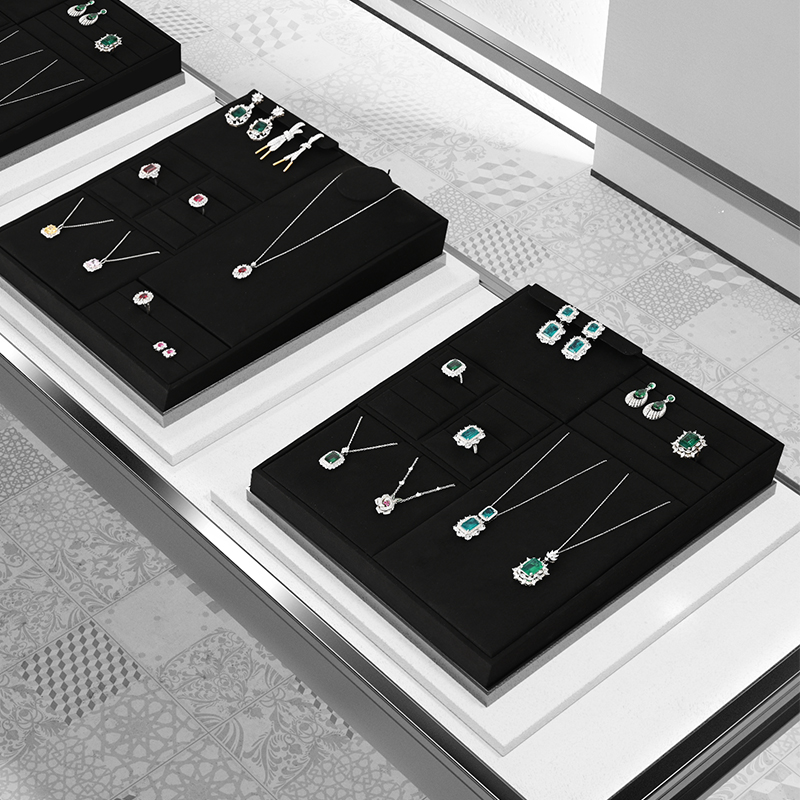 FANXI TT203 new fashion black microfiber jewelry display tray jewelry display sets for retail store