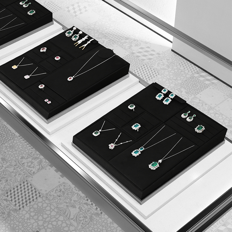 FANXI TT203 new fashion black microfiber jewelry display tray jewelry display sets for retail store