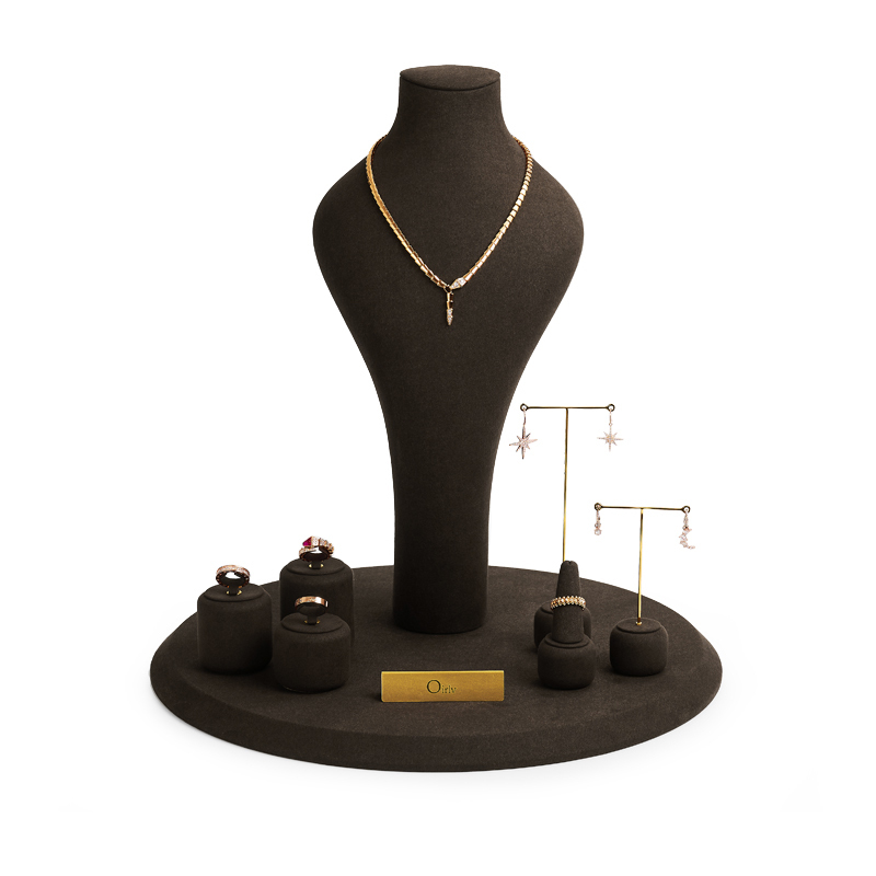 FANXI New design TT092 brown microfiber jewelry display set