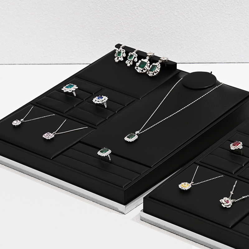 FANXI TT205 luxury jewellery packing black pu leather custom jewelry tray For fashion jewelry display