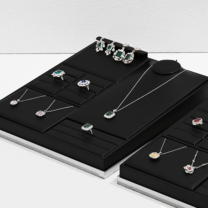 FANXI TT205 luxury jewellery packing black pu leather custom jewelry tray For fashion jewelry display
