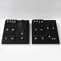 FANXI TT205 luxury jewellery packing black pu leather custom jewelry tray For fashion jewelry display