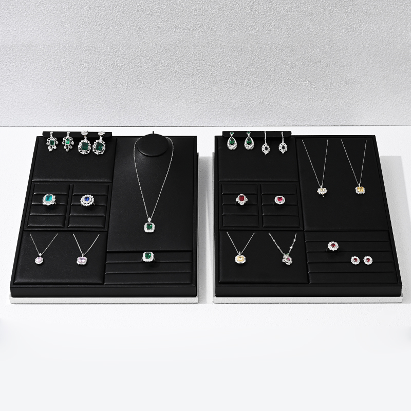 FANXI TT205 luxury jewellery packing black pu leather custom jewelry tray For fashion jewelry display