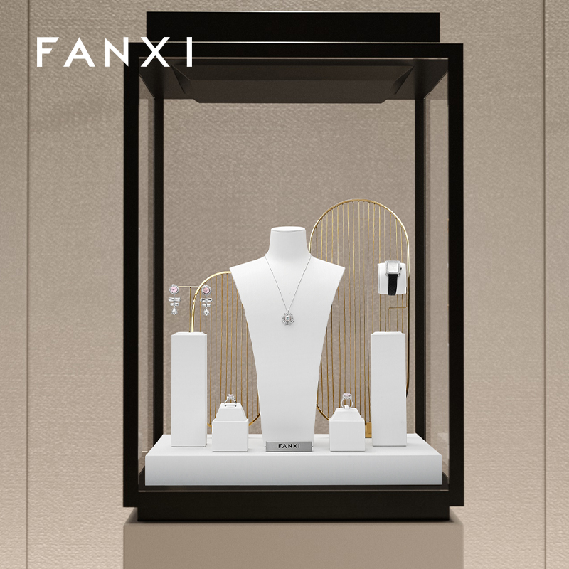 FANXI TT213 New arrival fashion elegant design pu leather jewelry display sets for jewelry store cabinet