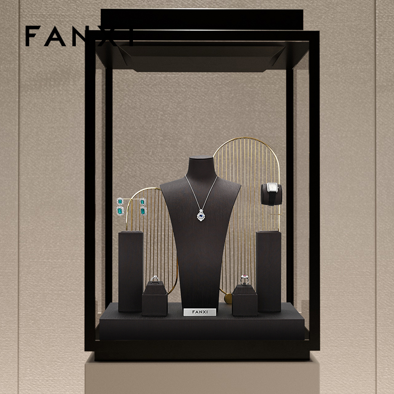 FANXI TT214 luxury popular pu leather jewelry display sets accept custom color