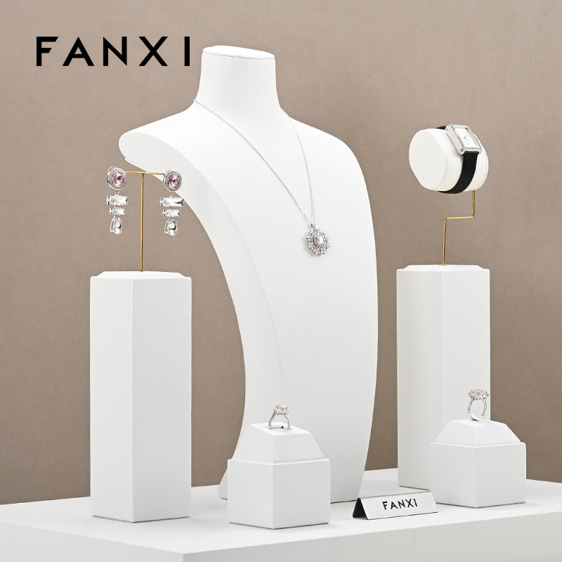 FANXI TT213 New arrival fashion elegant design pu leather jewelry display sets for jewelry store cabinet