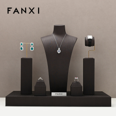 FANXI TT214 luxury popular pu leather jewelry display sets accept custom color