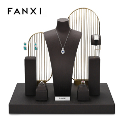 FANXI TT214 luxury popular pu leather jewelry display sets accept custom color