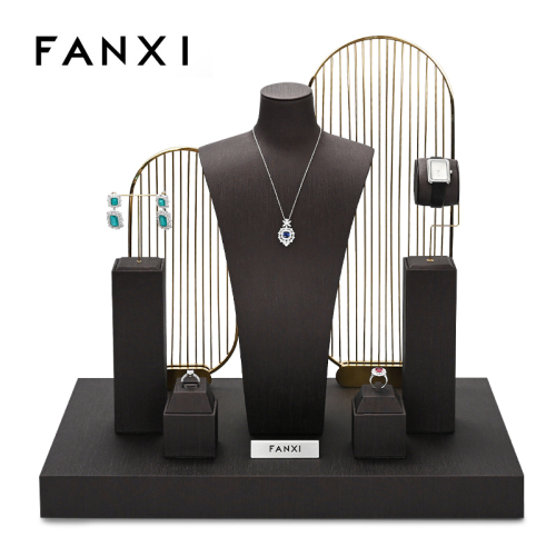 FANXI TT214 luxury popular pu leather jewelry display sets accept custom color