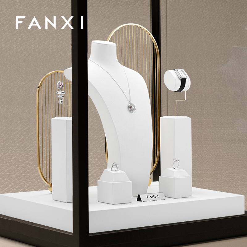 FANXI TT213 New arrival fashion elegant design pu leather jewelry display sets for jewelry store cabinet