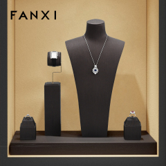FANXI TT214 luxury popular pu leather jewelry display sets accept custom color