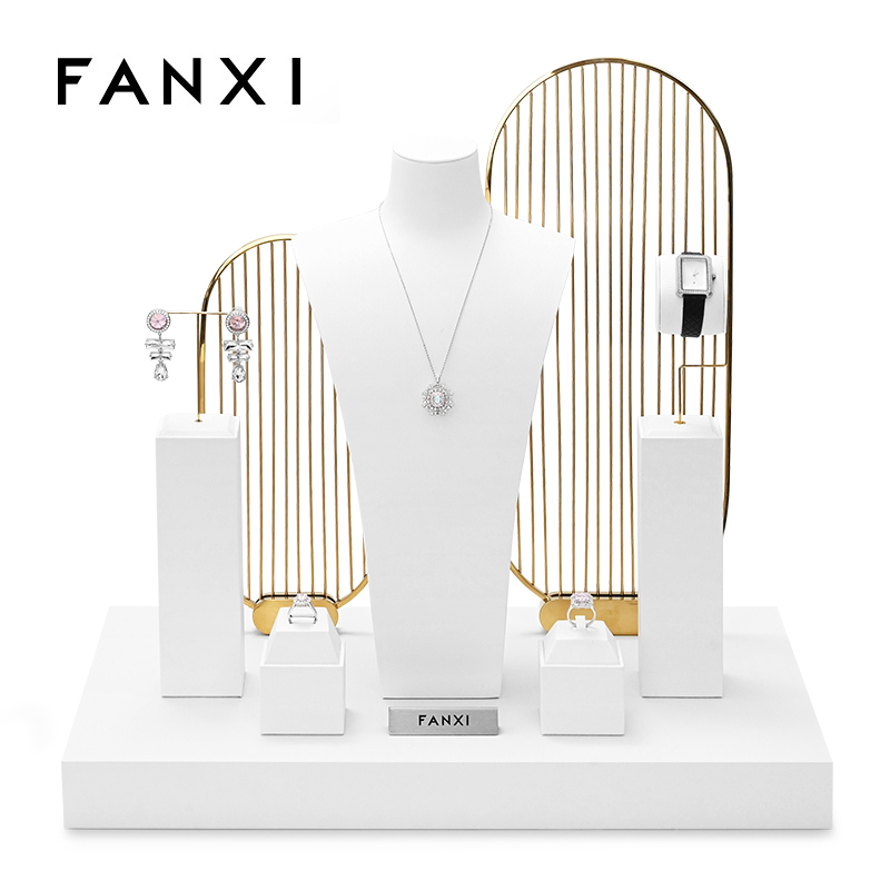 FANXI TT213 New arrival fashion elegant design pu leather jewelry display sets for jewelry store cabinet