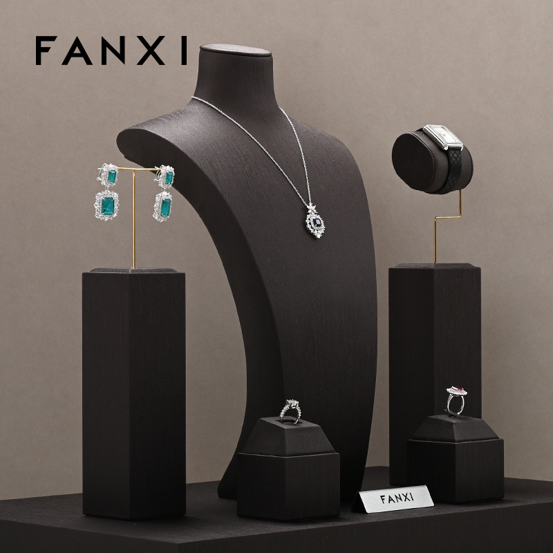 FANXI TT214 luxury popular pu leather jewelry display sets accept custom color
