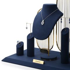 FANXI TT210 new launch dark blue microfiber jewelry display sets for window display