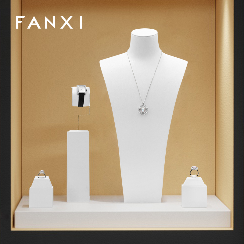 FANXI TT213 New arrival fashion elegant design pu leather jewelry display sets for jewelry store cabinet