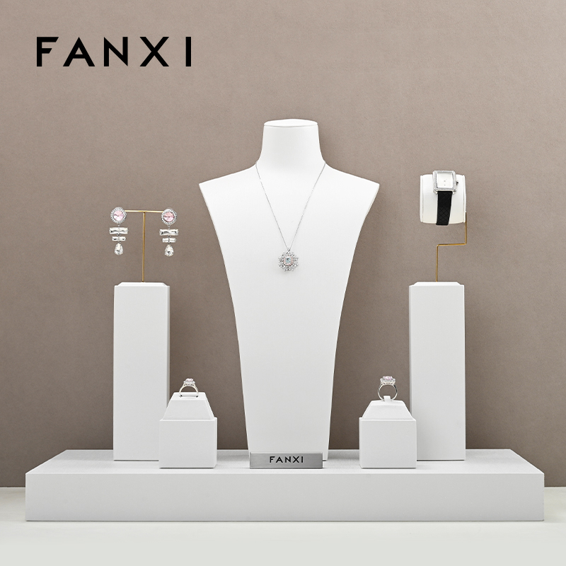 FANXI TT213 New arrival fashion elegant design pu leather jewelry display sets for jewelry store cabinet