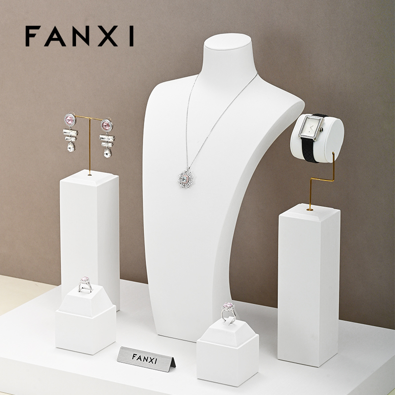 FANXI TT213 New arrival fashion elegant design pu leather jewelry display sets for jewelry store cabinet