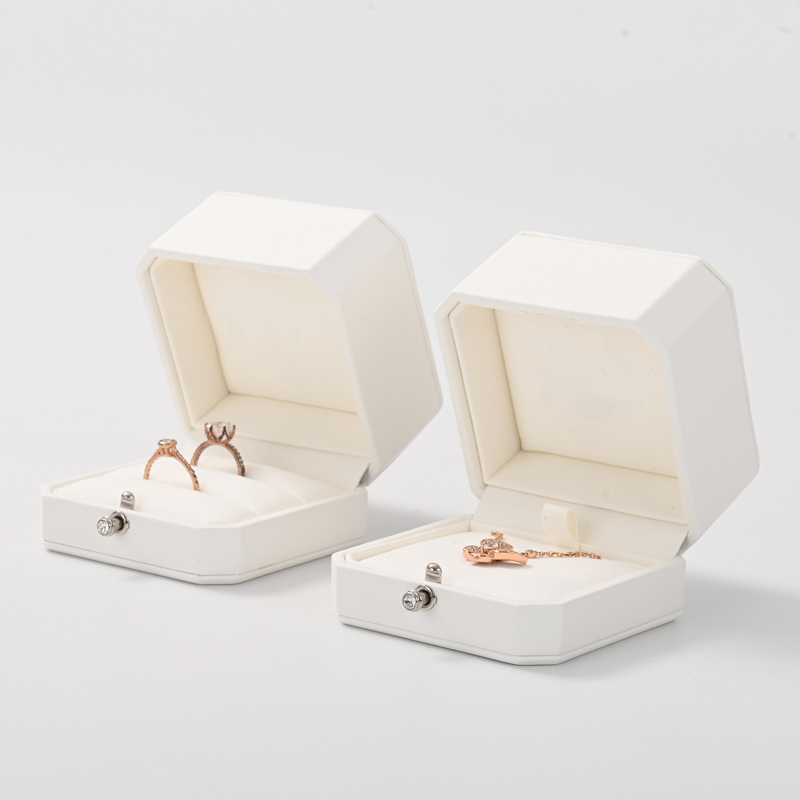 New arrival custom design pu leather octagonal jewelry box for wedding rings pendants