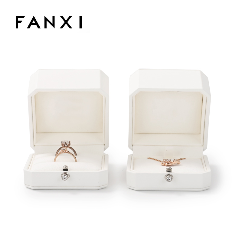 New arrival custom design pu leather octagonal jewelry box for wedding rings pendants