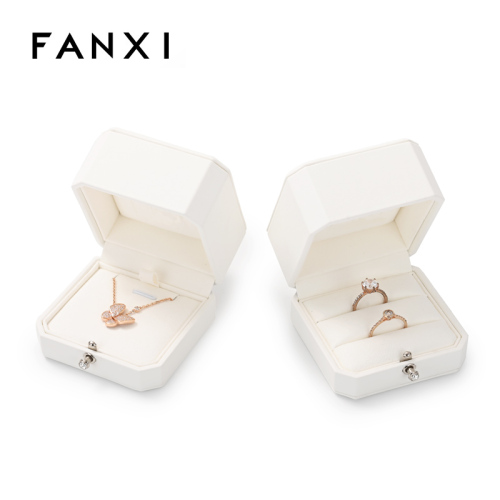 New arrival custom design pu leather octagonal jewelry box for wedding rings pendants