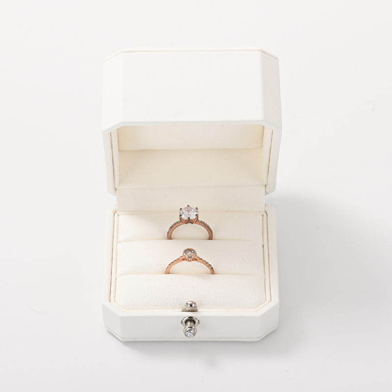 New arrival custom design pu leather octagonal jewelry box for wedding rings pendants