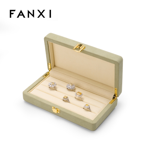 New custom design microfiber jewelry case for ring wooden jewelry ring case