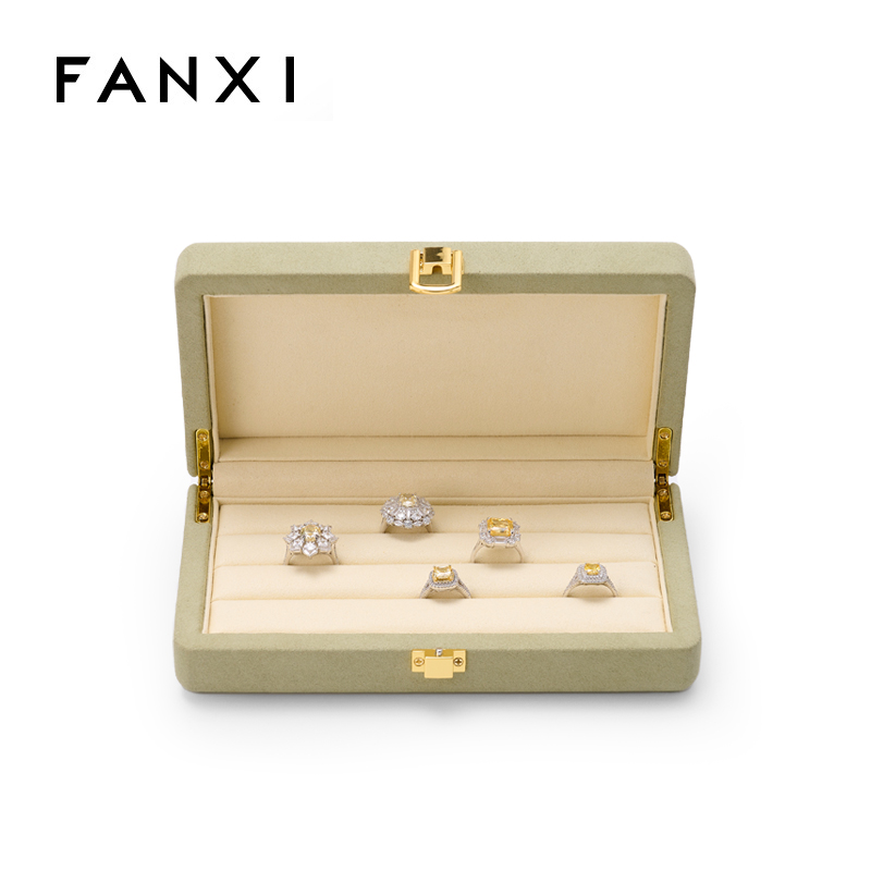 New custom design microfiber jewelry case for ring wooden jewelry ring case
