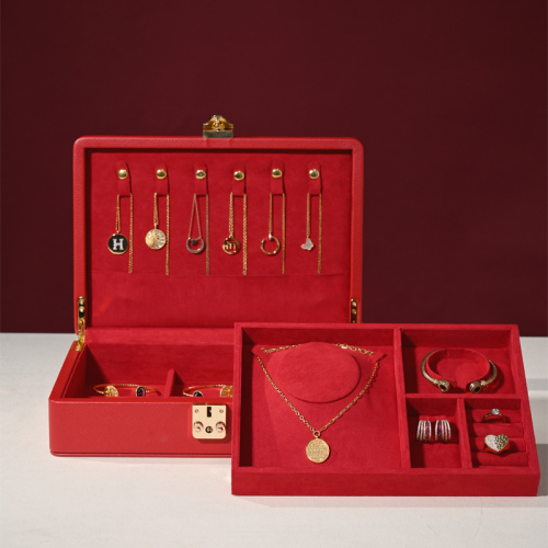 Luxury new design high end two layers jewelry case for pendant rings neckalce bracelet X058