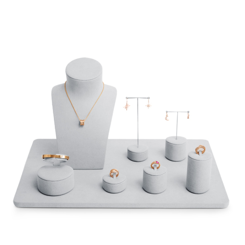 FANXI TT106 new design gray microfiber jewelry display set for jewelry showcase