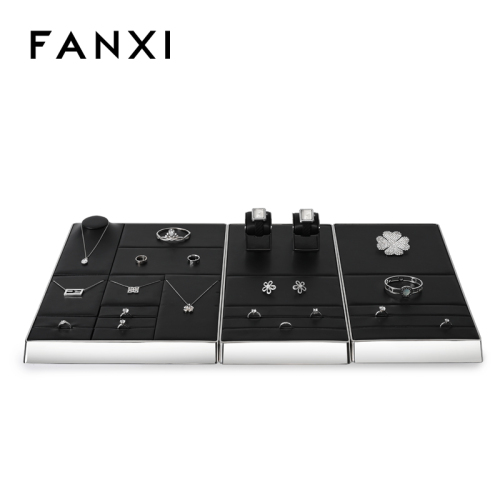 New design JS100 pu leather jewelry display sets with metal base for jewelry store