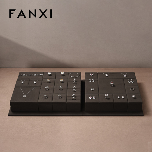 FANXI TT234 New Jewelry Display Set Luxury Showcase Tray Microfiber Display Jewelry Necklace Display
