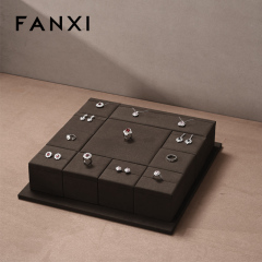 FANXI TT234 New Jewelry Display Set Luxury Showcase Tray Microfiber Display Jewelry Necklace Display