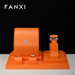 FANXI original design new arrival TT225 attractive orange pu leather jewelry display set for jewelry store