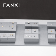 FANXI TT233 grey microfiber jewelry square style ring pendant earring exhibition