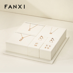 FANXI TT232 beige microfiber jewelry square style ring pendant earring exhibition
