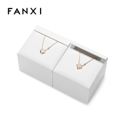 FANXI TT236 white PU leather jewelry square style ring pendant earring exhibition
