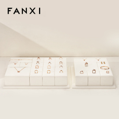 FANXI TT232 beige microfiber jewelry square style ring pendant earring exhibition