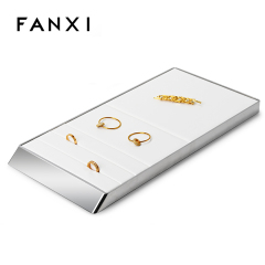 FANXI JS099 white PU leather jewelry square style ring earring watch bangle necklace pendant bracelet exhibition