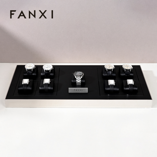 FANXI JS095 white PU leather jewelry square style ring earring watchexhibition