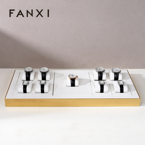 FANXI JS094 white PU leather jewelry square style watch exhibition
